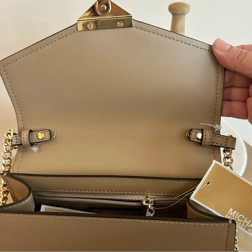Michael Kors Grace TH Saffiano Leather Satchel Handle & Shoulder Bag MED Tan NWT